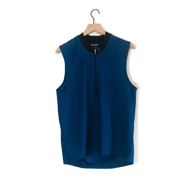 NWT FOX RACING Men’s Cycling Jersey Blue Black Sleeveless Half Zip Size Large